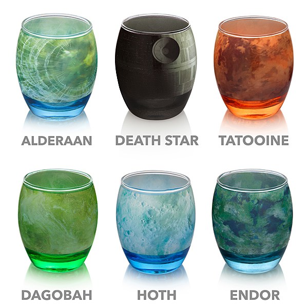Gyönyörű pohárkészlet Star Wars bolygók alapján